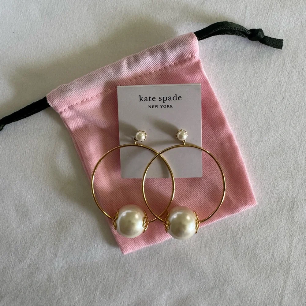 New Kate Spade New York Pearl Gumdrop Stud Earrings Cream Color